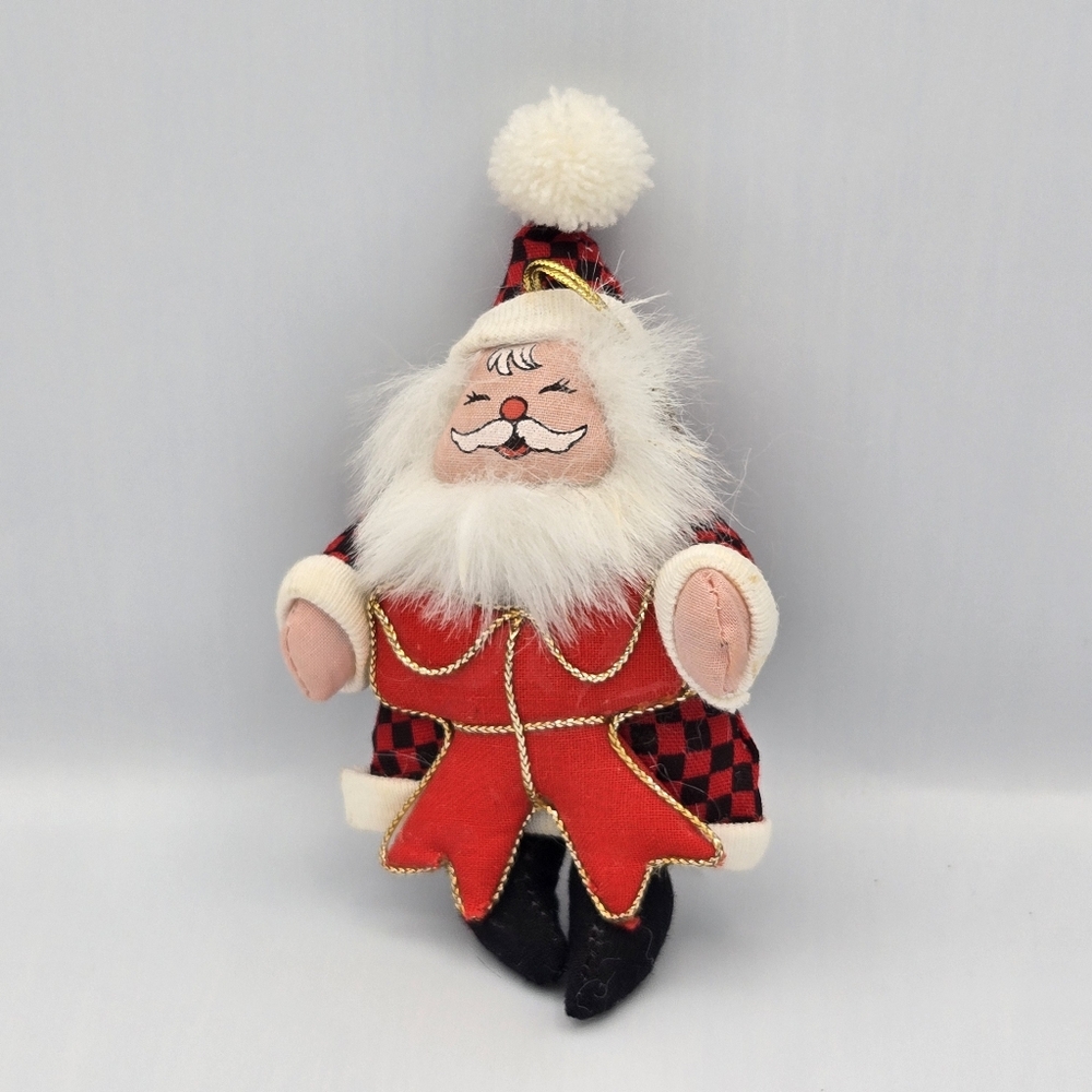 Vintage Classic Santa Claus Plush Christmas Holiday Ornament Smiling 5"